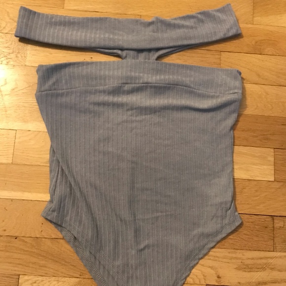 Boohoo Tops - Boohoo Off the Shoulder Grey Bodysuit